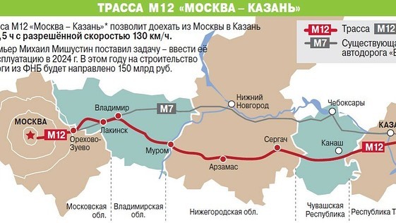 М 12 трасса схема на карте